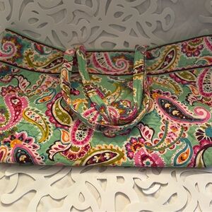 Vera Bradley Green and Pink Paisley Tote